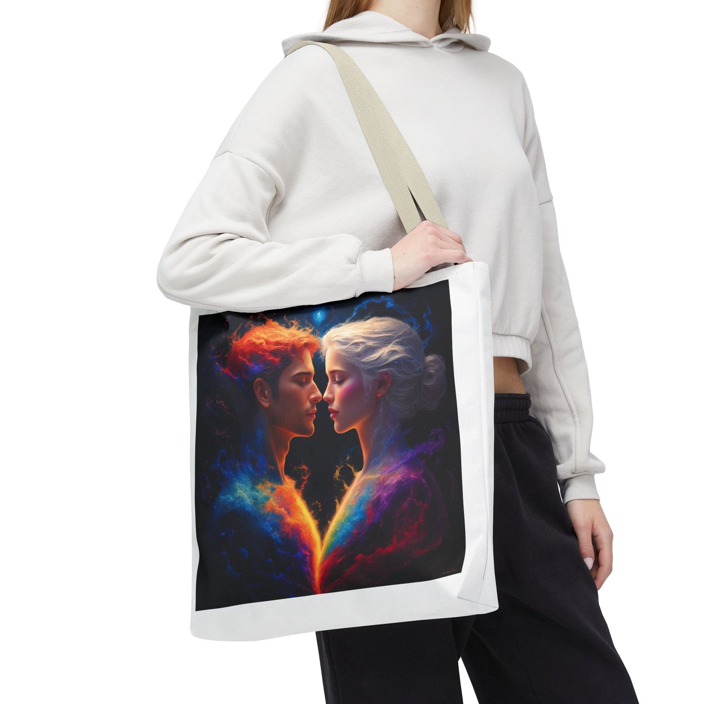 Cosmic Lovers Tote Bag — Fire & Ice Romantic Art AOP