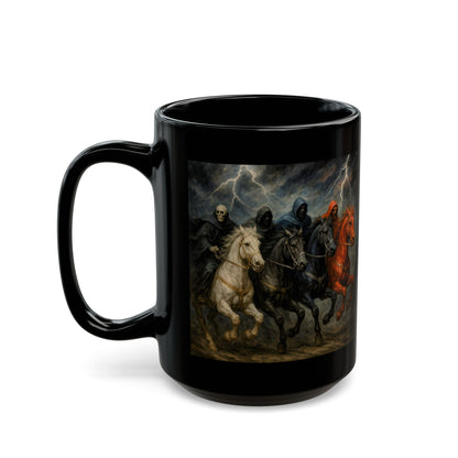 Black Ceramic Mug – Four Horsemen Apocalypse Artwork (11oz & 15oz)