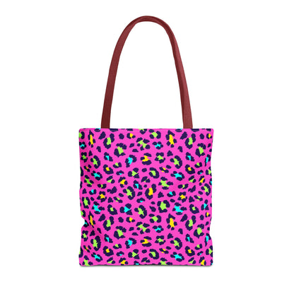Pink Neon Leopard Print Tote Bag — Bold Animal Print Shopper