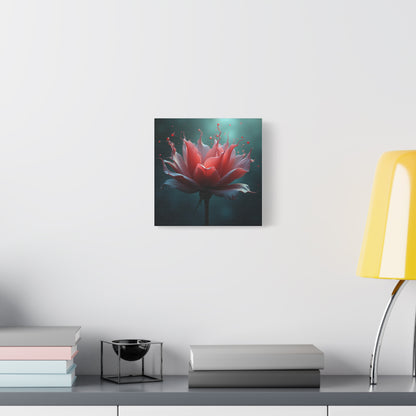 Red Lotus Matte Canvas Wall Art — Stretched 1.25" Floral Print