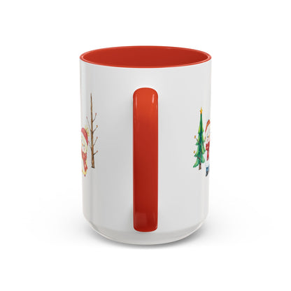 Christmas Snowman Mug — Cute Holiday Coffee Cup with Festive Tree & Snowmen (11/15oz)