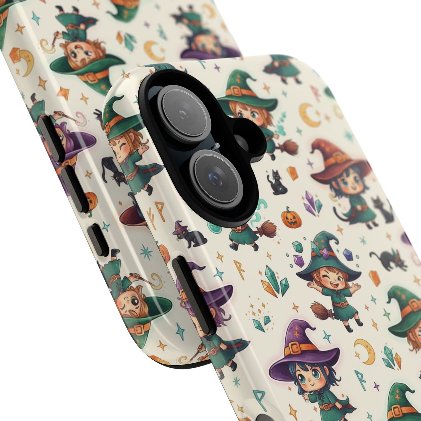 Niedliche iPhone-Handyhülle mit Hexenmuster – Halloween-Kawaii-iPhone-Hülle