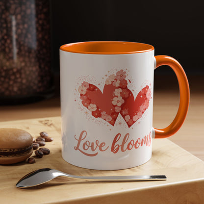 Love Blooms Accent Coffee Mug — Floral Heart 11/15oz
