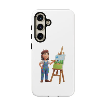 Samsung Handyhülle mit Künstlermotiv – Schutzhülle mit niedlicher Illustration einer Malerin