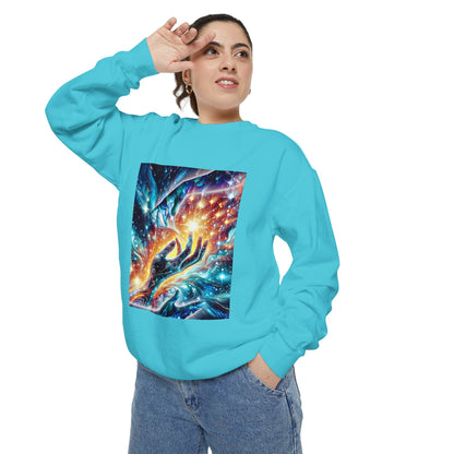 Galaxy Touch Sweatshirt — Cosmic Hands Astral Art Crewneck