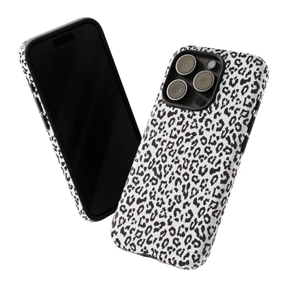 iPhone Leopard Print Tough Phone Case - Black & White Protective Cover