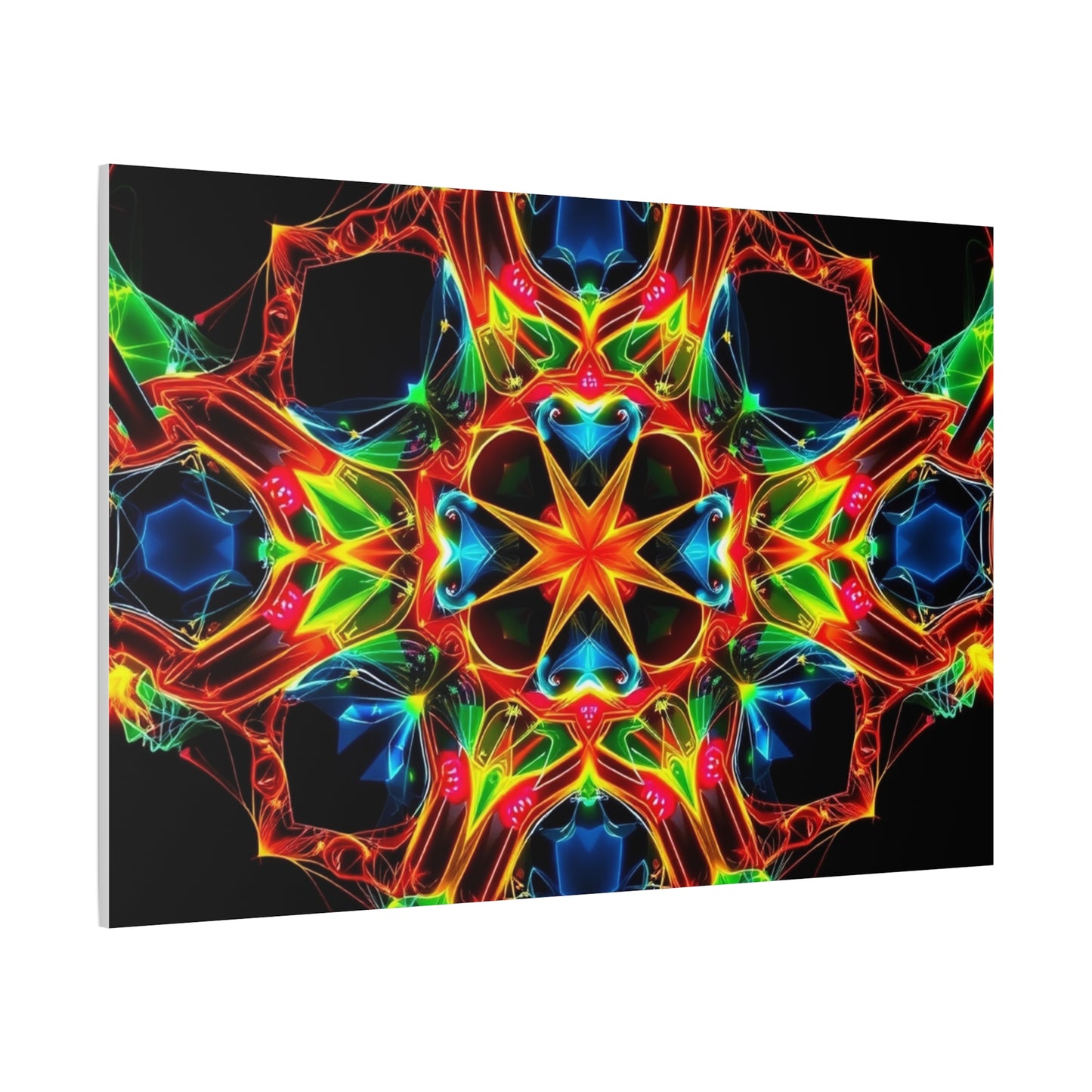 Kaleidoscope Neon Mandala Matte Canvas
