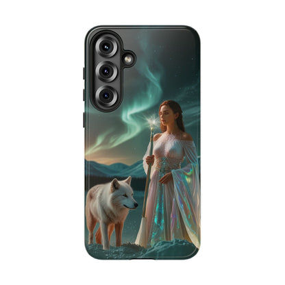 Samsung Aurora Guardian Handyhülle – Mystic Woman &amp; Wolf Magic Galaxy Schutz