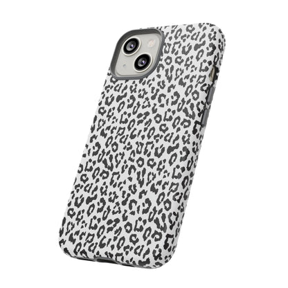 iPhone Leopard Print Tough Phone Case - Black & White Protective Cover