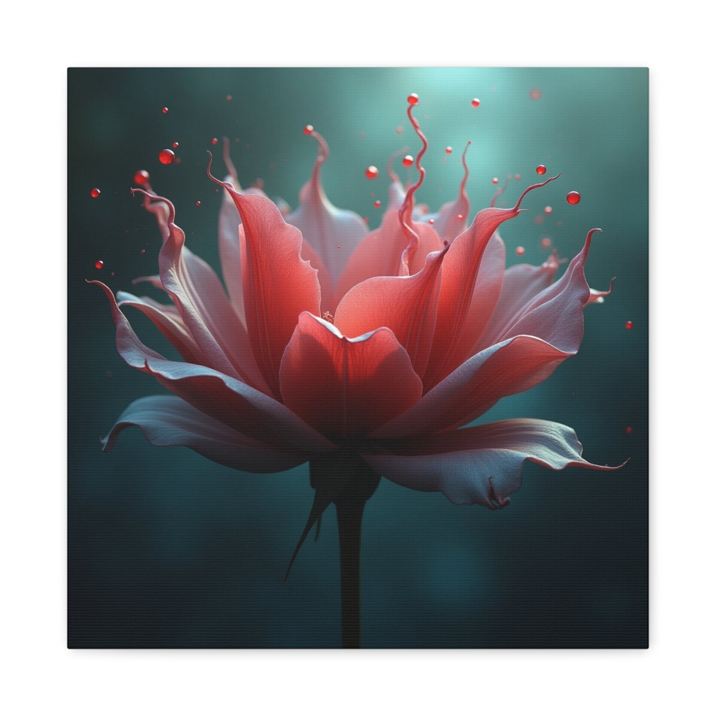 Red Lotus Matte Canvas Wall Art — Stretched 1.25" Floral Print