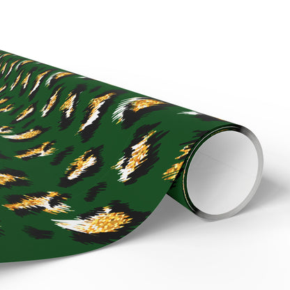 Green Leopard Print Wrapping Paper Roll – Luxe Animal Print Gift Wrap for Birthdays & Holidays
