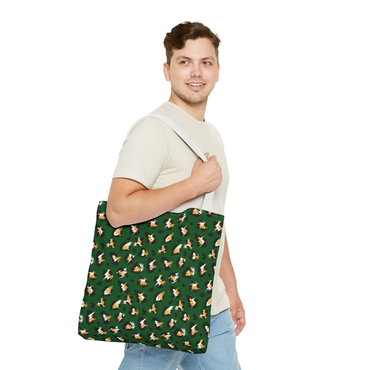 Green Leopard Print Tote Bag – Patterned All-Over-Print Shopper