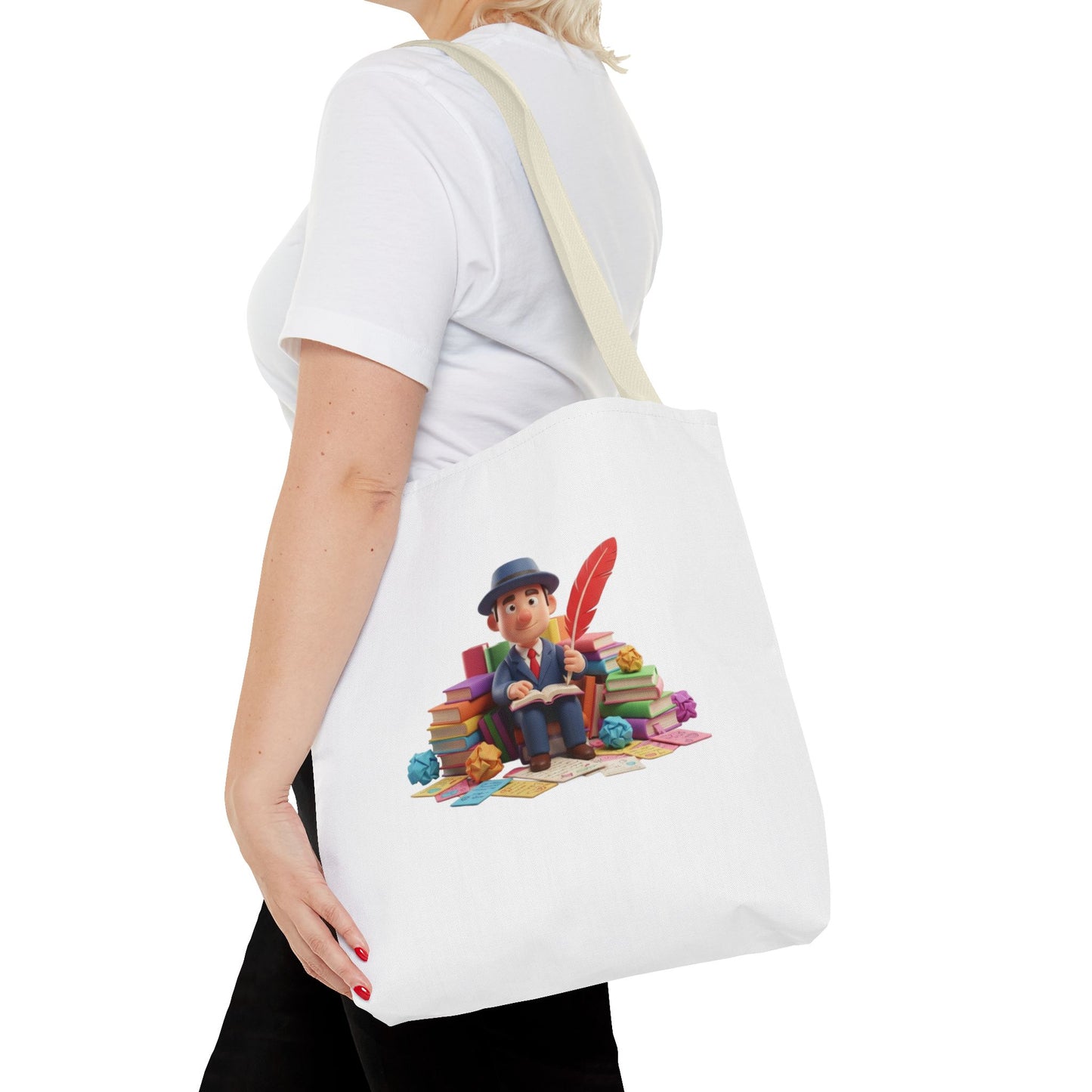Tote — Cute Bookworm Writer Illustration Tote Bag