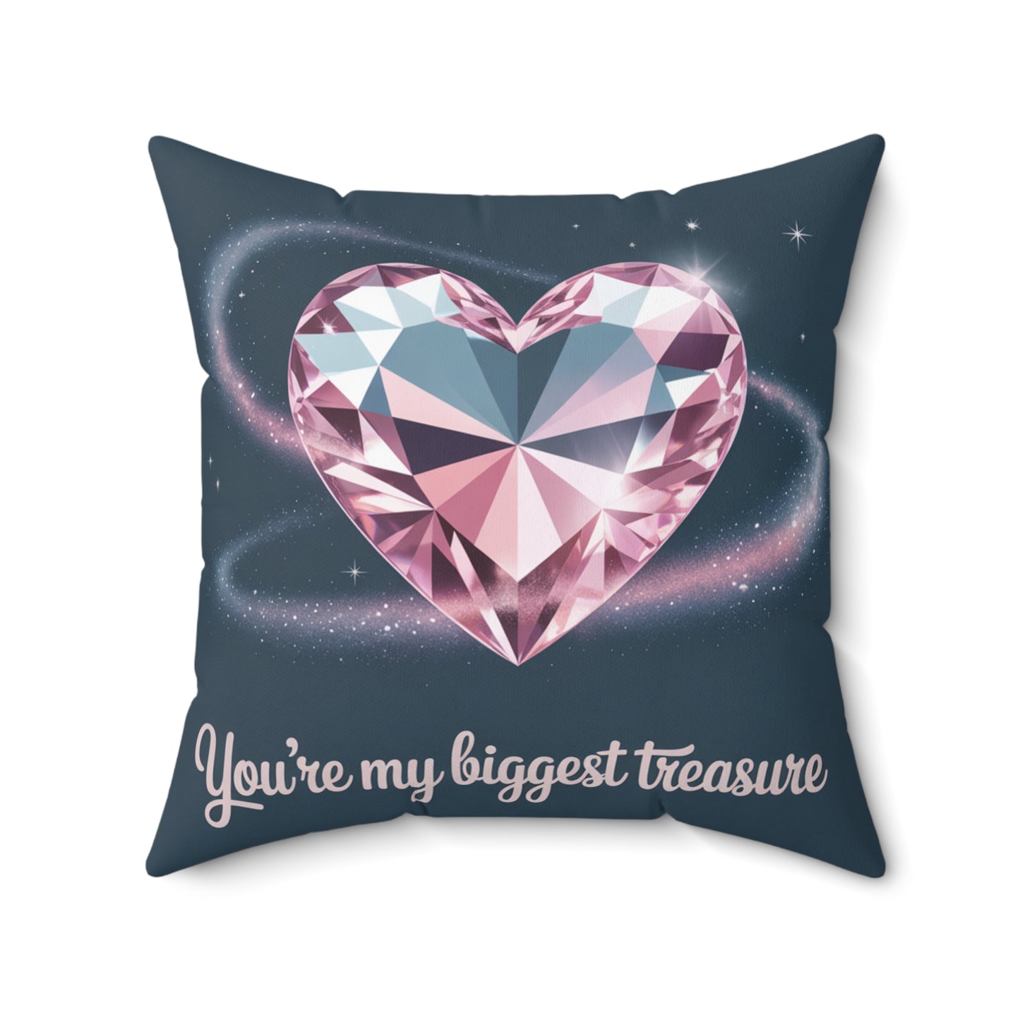 Heart Diamond Pillow – "You're My Biggest Treasure" Decorative Throw Pillow