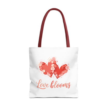 Love Blooms Heart Tote Bag — Floral Valentine Canvas Tote