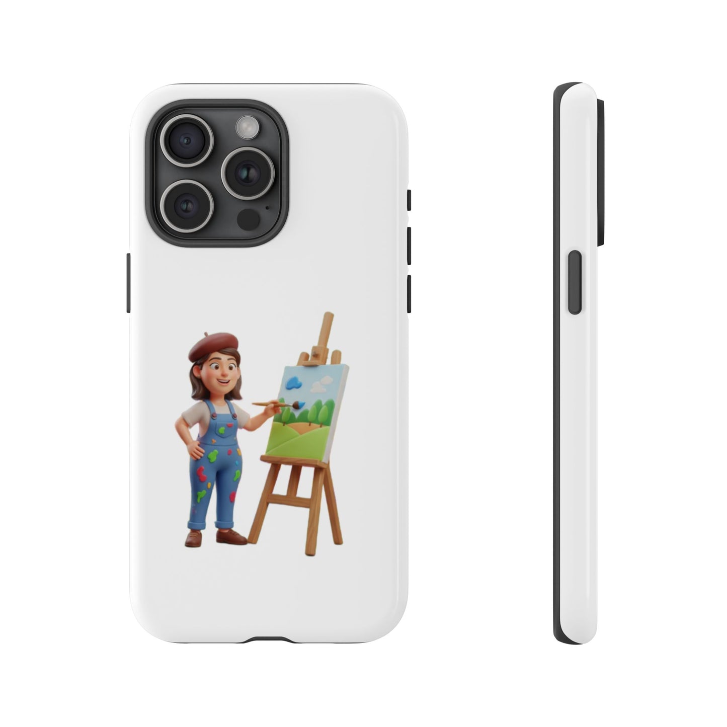 iPhone Artist Painter Phone Case — Cute Female Artist with Easel Protective iPhone Cover