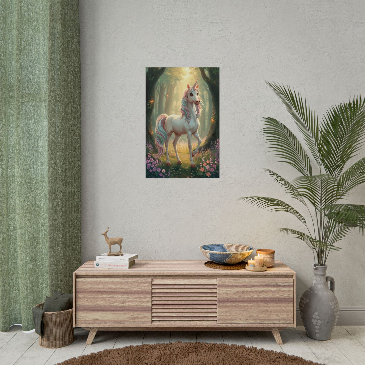 Unicorn Forest Poster — Magical Pastel Unicorn Wall Art