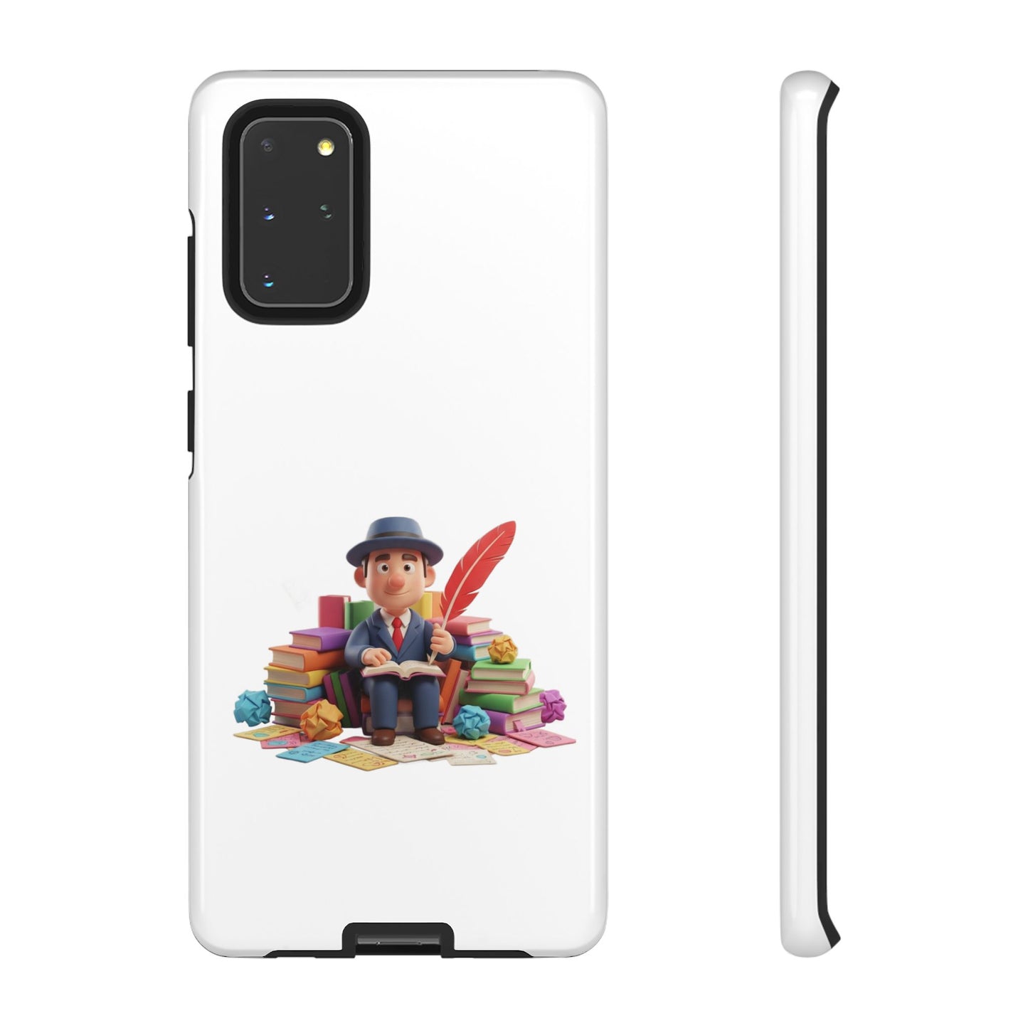 Samsung Bookworm Illustration Phone Case — Cute Scholar with Feather Pen