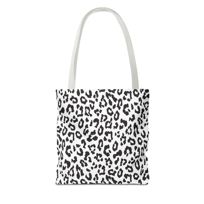 Leopard Print Tote Bag — Black & White All-Over-Print Shopper