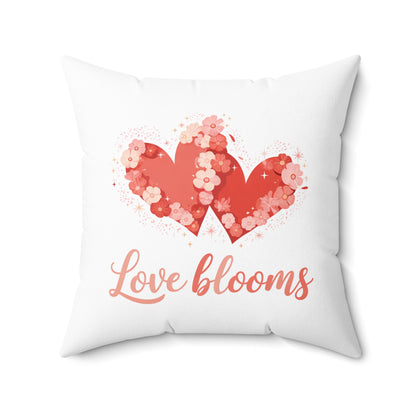 Love Blooms Floral Heart Pillow — Decorative Valentine’s Throw Pillow