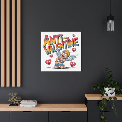 Anti-Valentine Canvas Wall Art — Funny Anti Cupid Stretched Matte Print