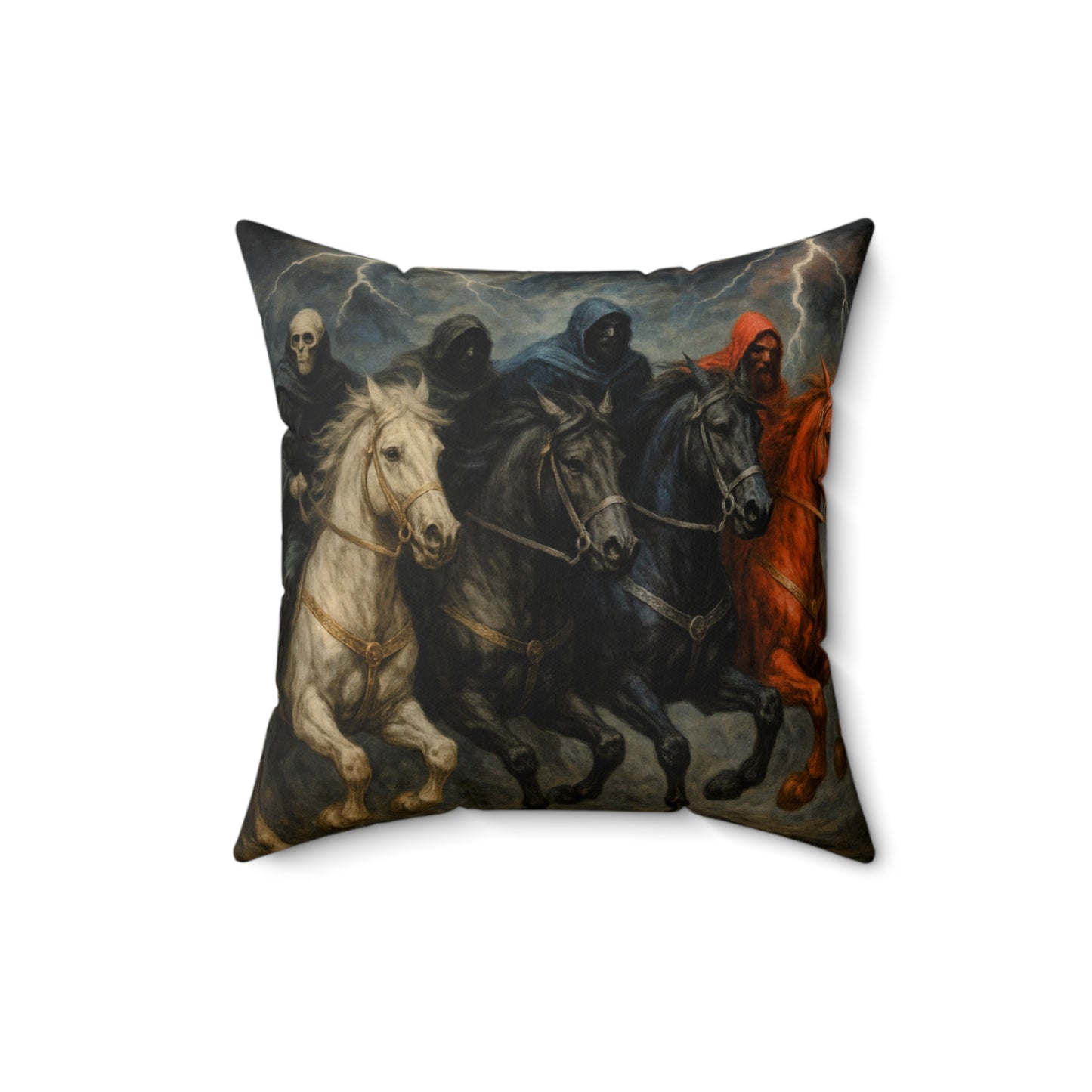Four Horsemen Throw Pillow — Gothic Apocalypse Art Decorative Cushion