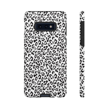 Samsung Leopard Print Tough Phone Case – Black & White Animal Pattern Protective Cover