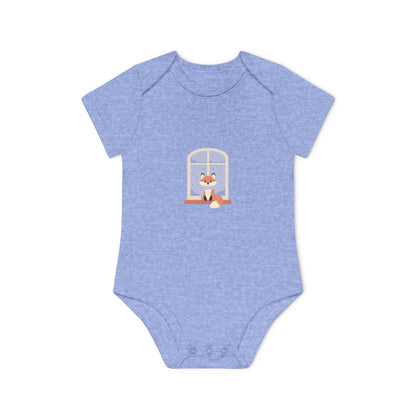 Baby Bodysuit — Cozy Fox by the Window Organic Short Sleeve Baby Onesie
