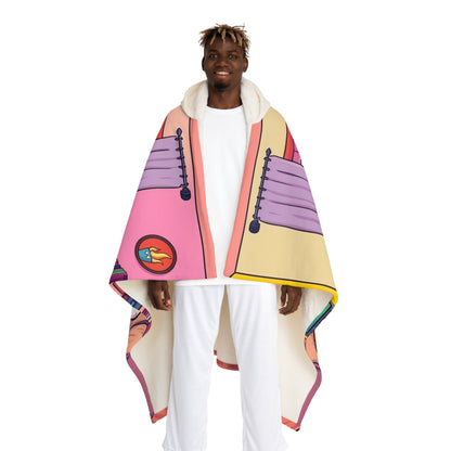 Hooded Sherpa Blanket — Cute Teddy & Cozy Room Illustration