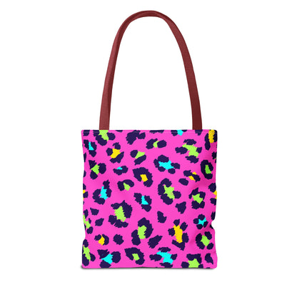 Neon Pink Leopard Print Tote Bag — Bright Animal Print Shopper