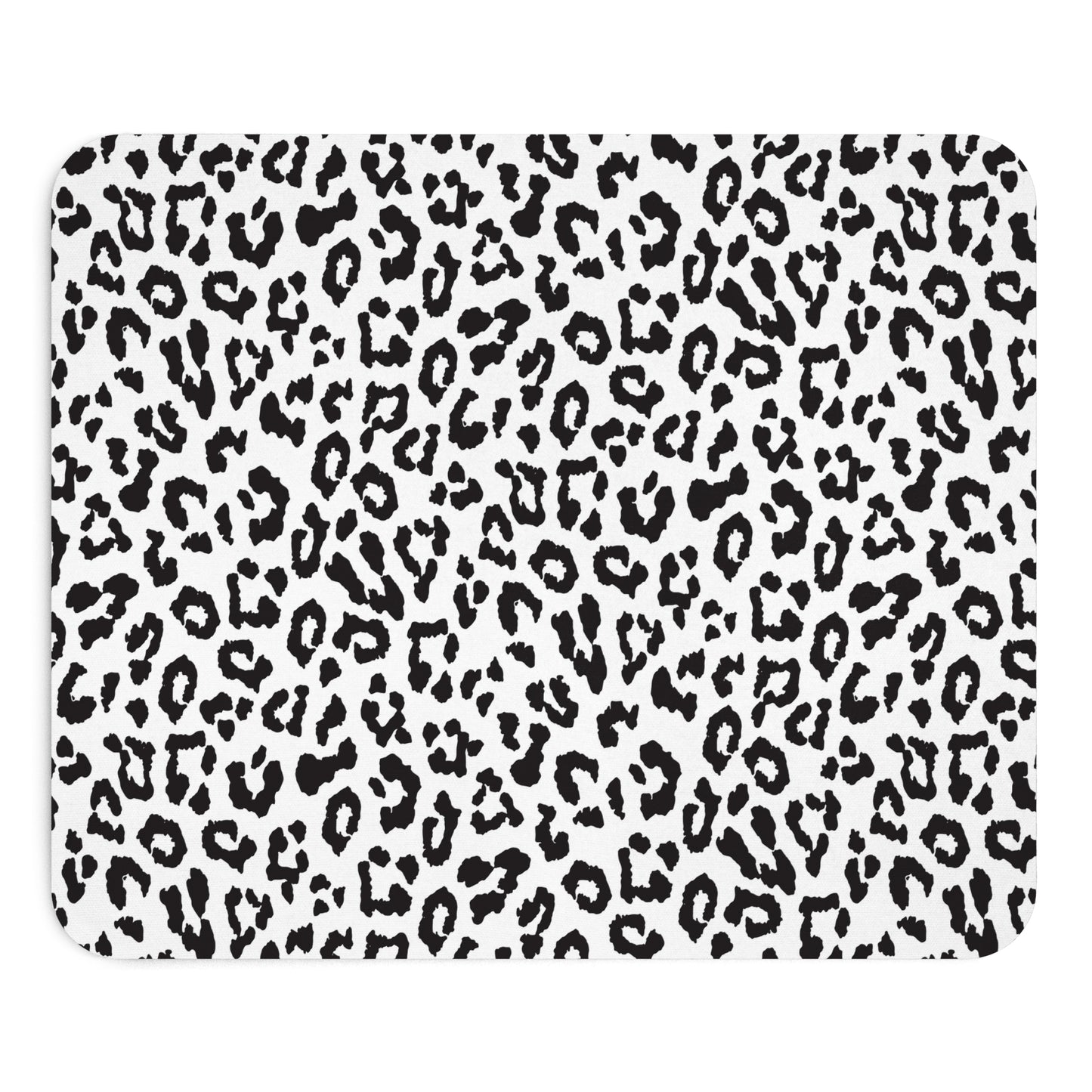 Leopard Print Mouse Pad — Black & White Animal Pattern Desk Mat