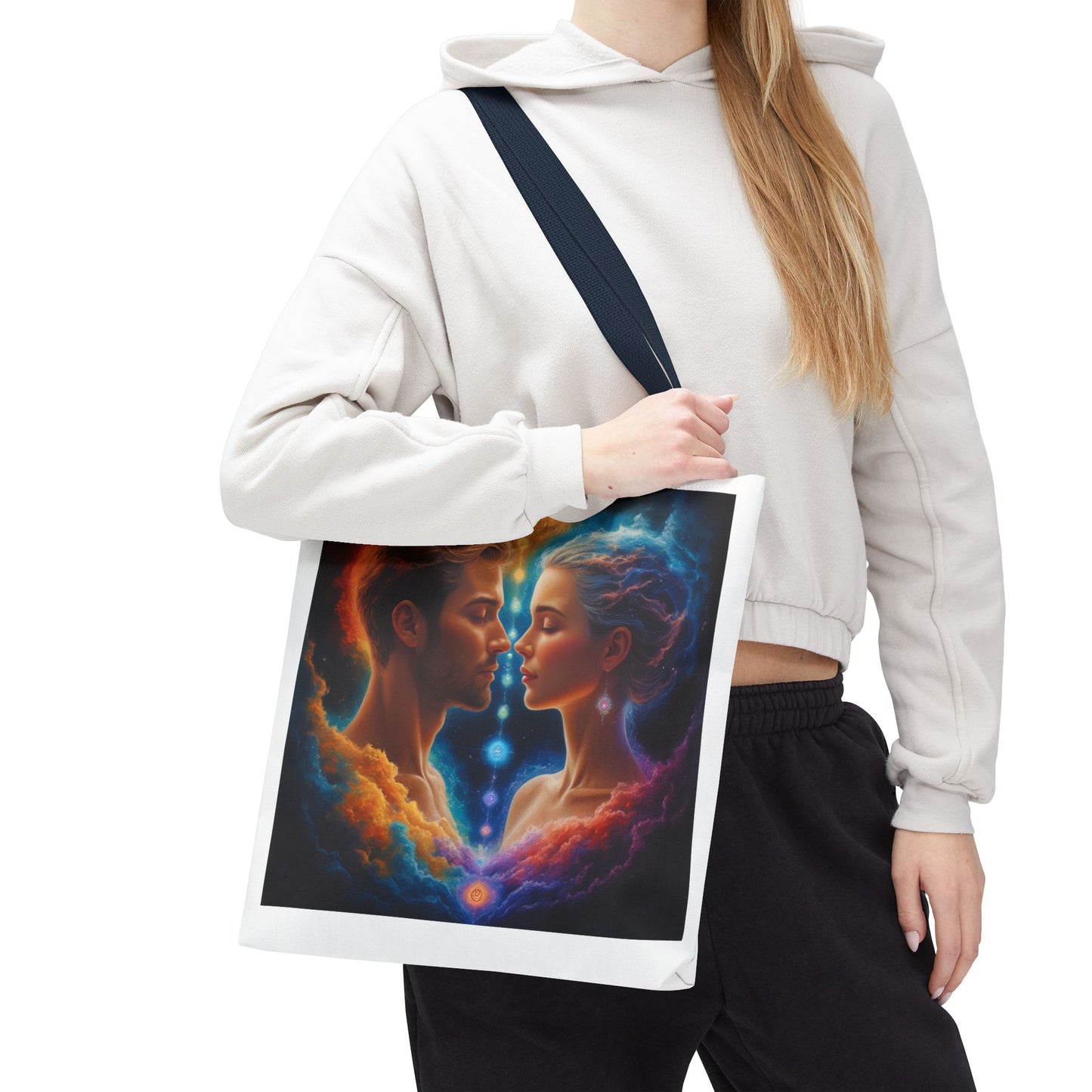 Mystic Soulmates Tote Bag — Celestial Couple Art AOP Tote