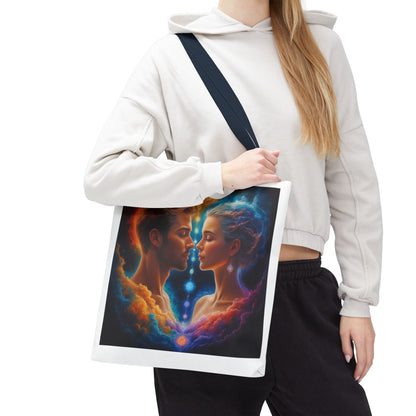 Mystic Soulmates Tote Bag — Celestial Couple Art AOP Tote