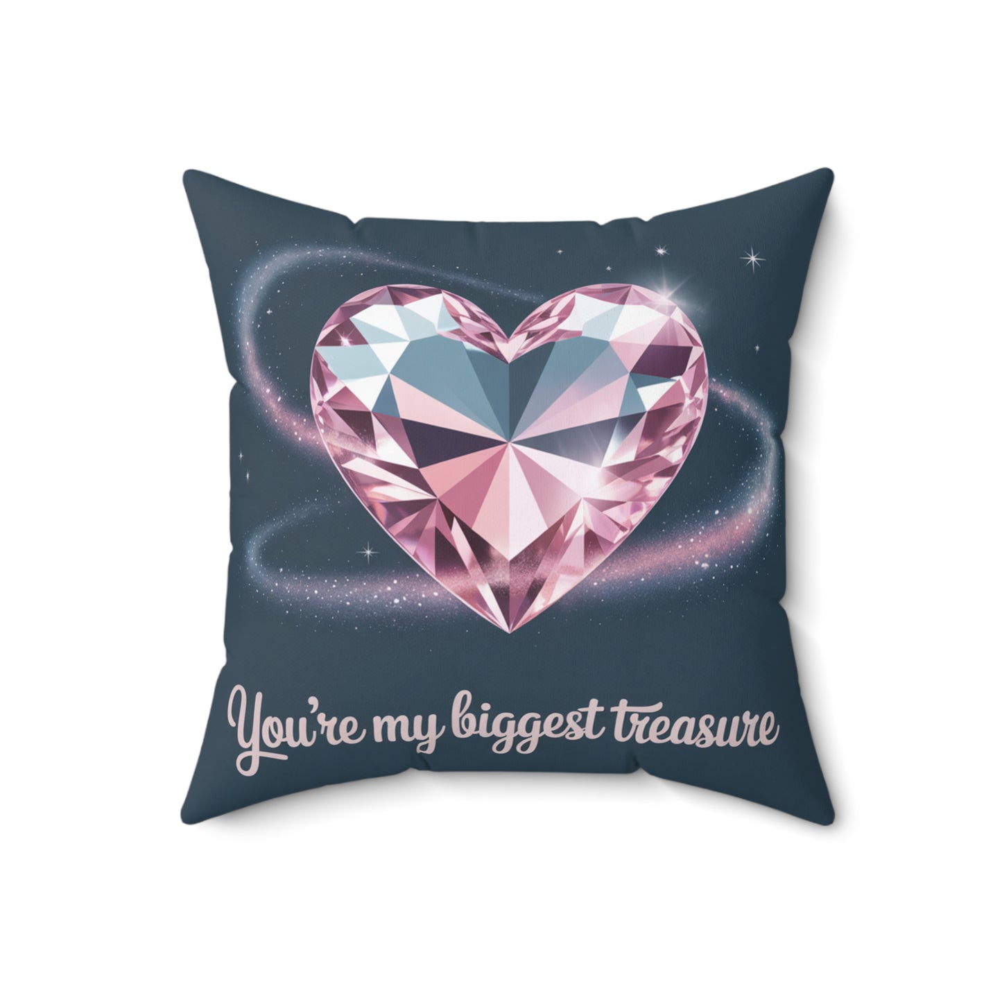 Heart Diamond Pillow – "You're My Biggest Treasure" Decorative Throw Pillow