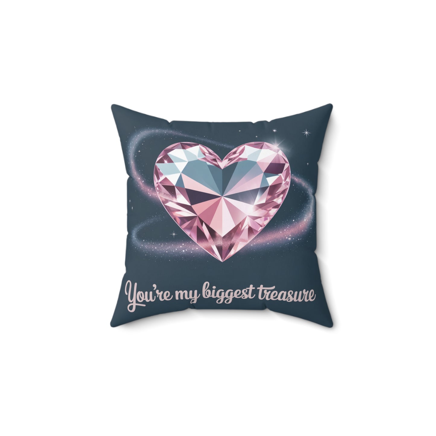 Heart Diamond Pillow – "You're My Biggest Treasure" Decorative Throw Pillow
