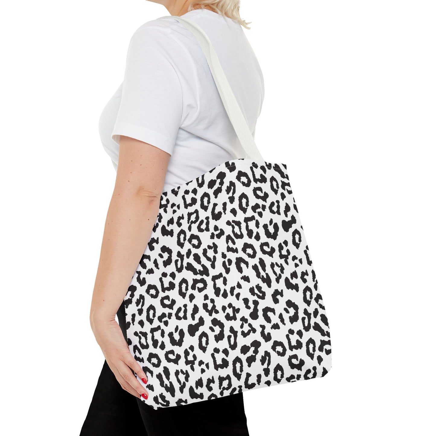 Leopard Print Tote Bag — Black & White All-Over-Print Shopper