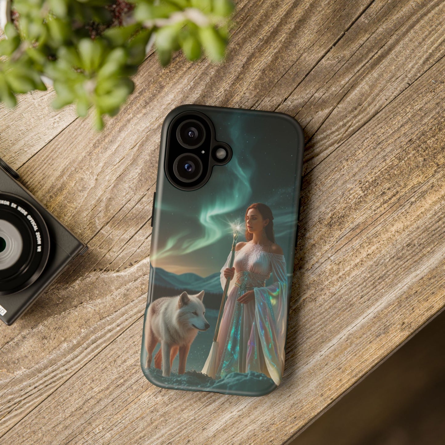iPhone Mystic Guardian Phone Case — Aurora Wolf Woman Protective Cover