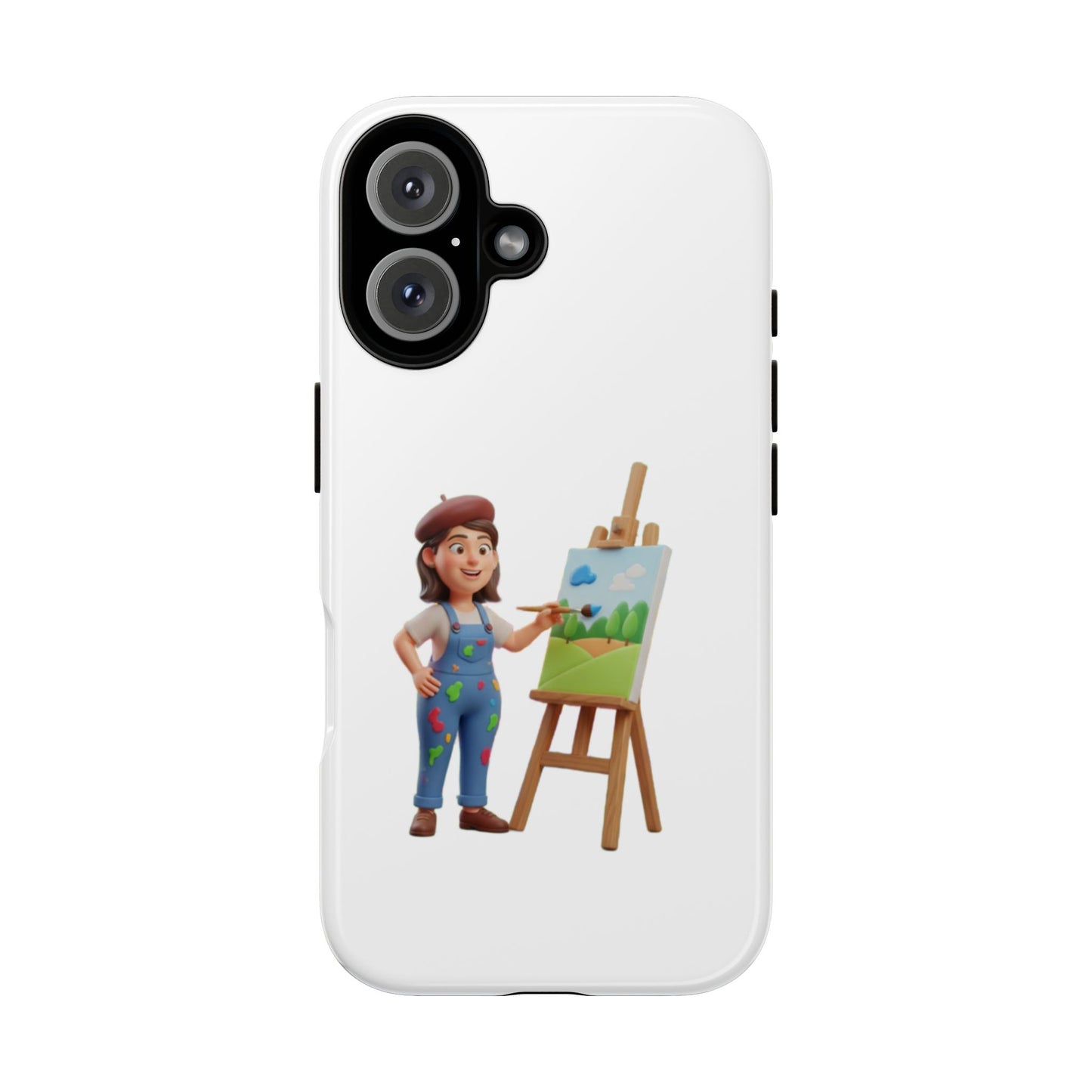 iPhone Artist Painter Phone Case — Cute Female Artist with Easel Protective iPhone Cover