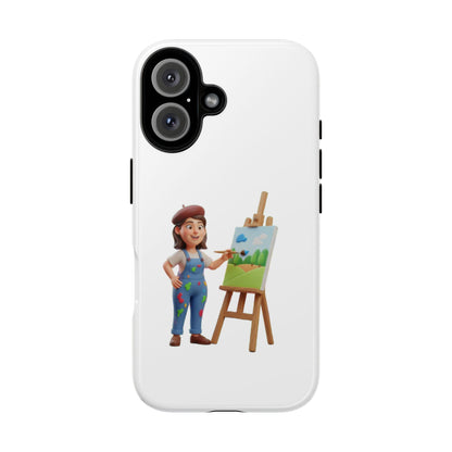 iPhone Artist Painter Phone Case — Cute Female Artist with Easel Protective iPhone Cover