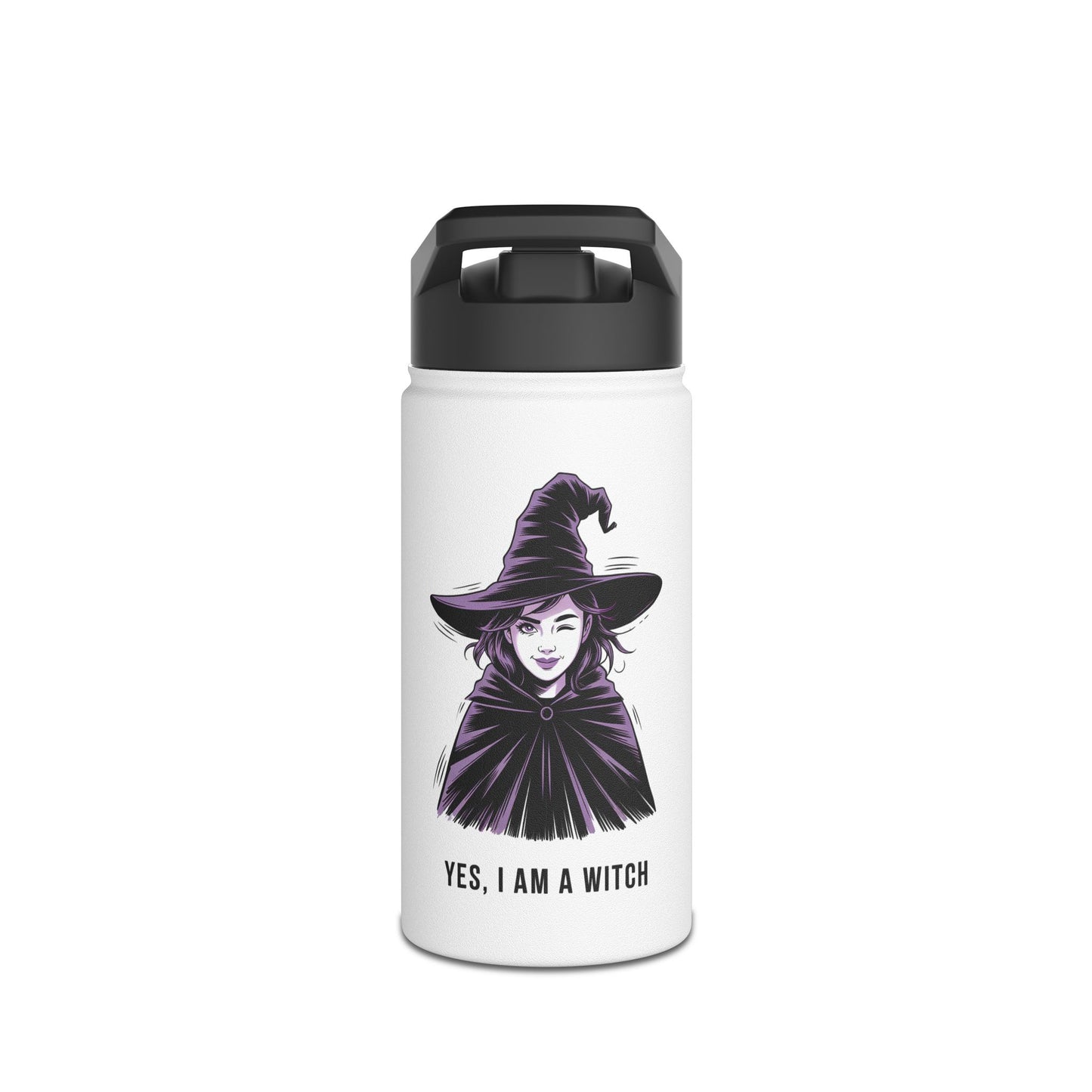 Witch Illustration Water Bottle — “Yes, I Am a Witch” Stainless Steel Bottle