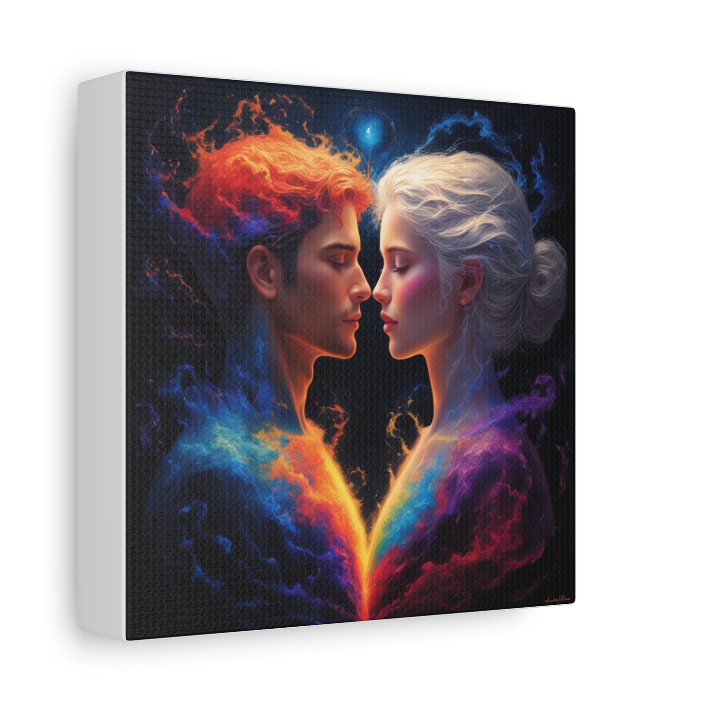 Cosmic Lovers Matte Canvas Art — Fire & Ice Romantic Wall Decor