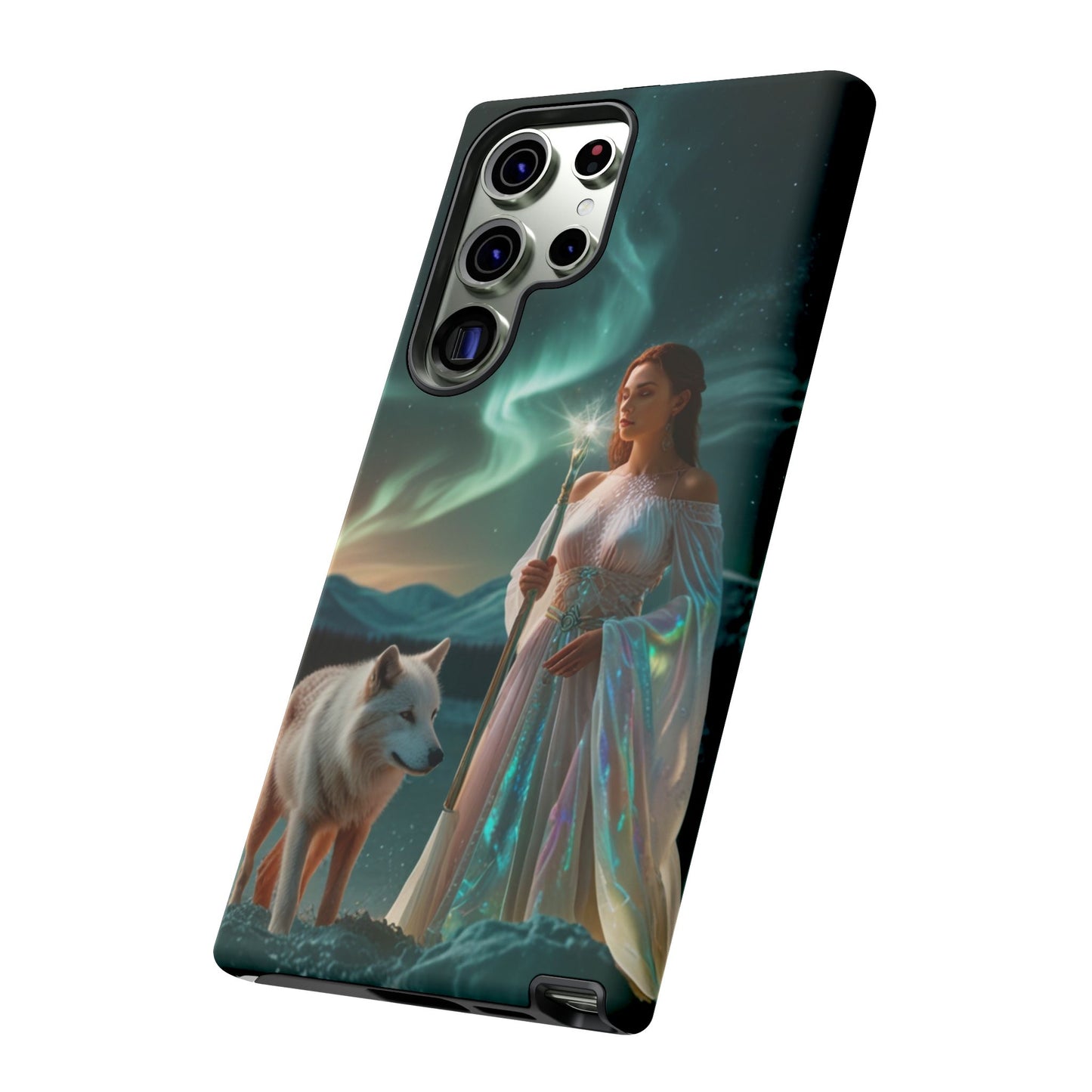 Samsung Aurora Guardian Handyhülle – Mystic Woman &amp; Wolf Magic Galaxy Schutz