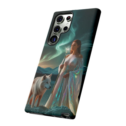 Samsung Aurora Guardian Handyhülle – Mystic Woman &amp; Wolf Magic Galaxy Schutz