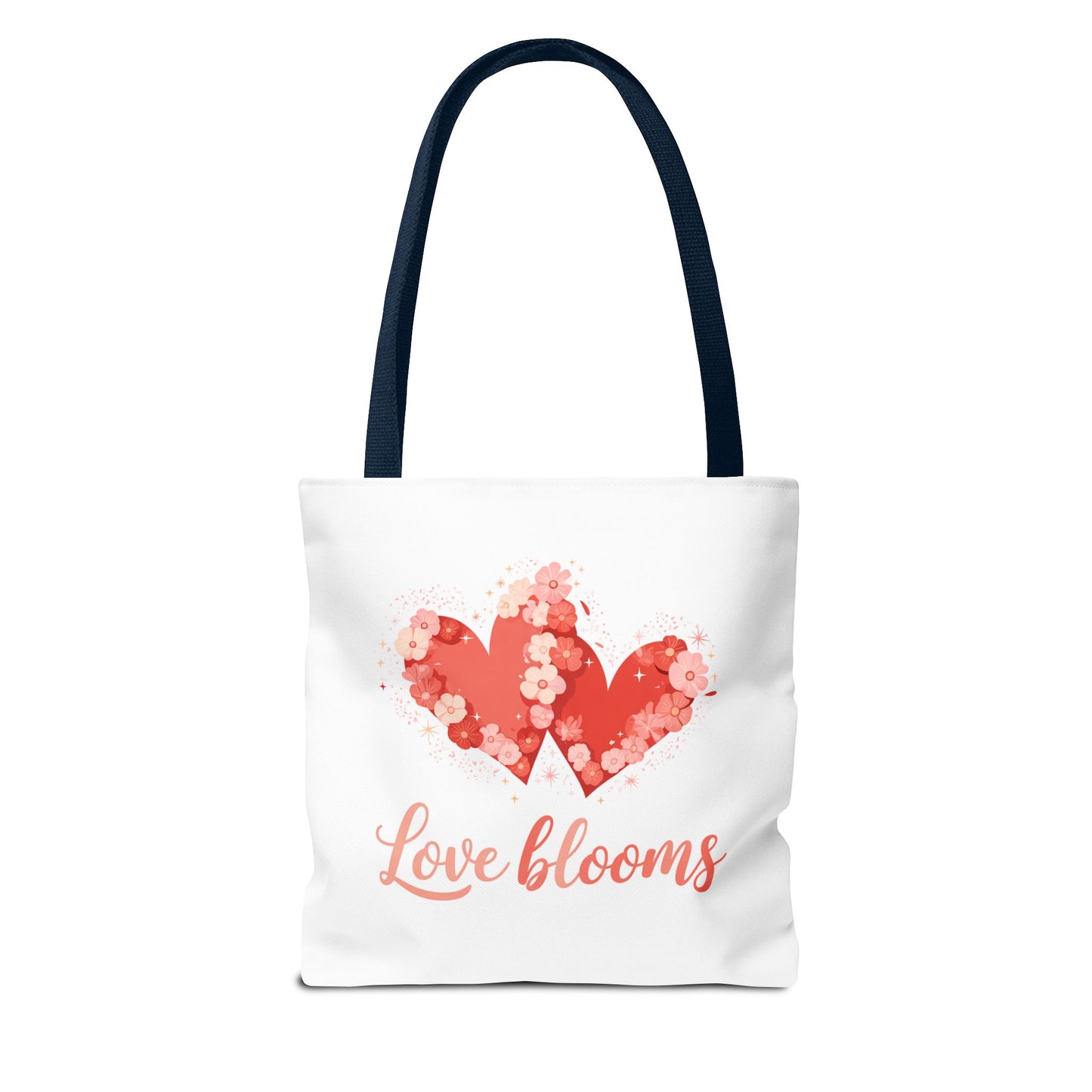 Love Blooms Heart Tote Bag — Floral Valentine Canvas Tote
