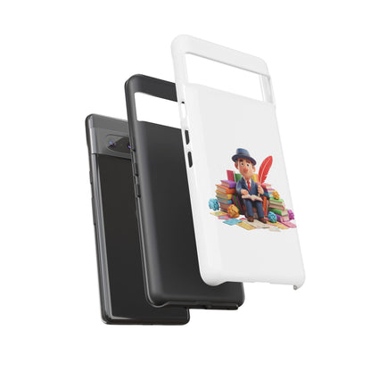 Google Author's Journey Phone Case — Cute Writer Illustration, Books & Quill Protective Cover