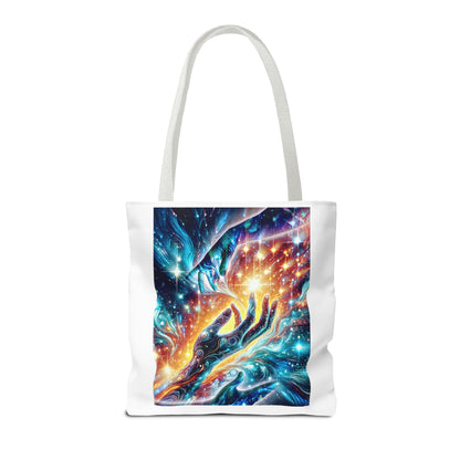Cosmic Hands Tote Bag — Vibrant Galaxy Art Tote for Everyday, Beach & Gifts