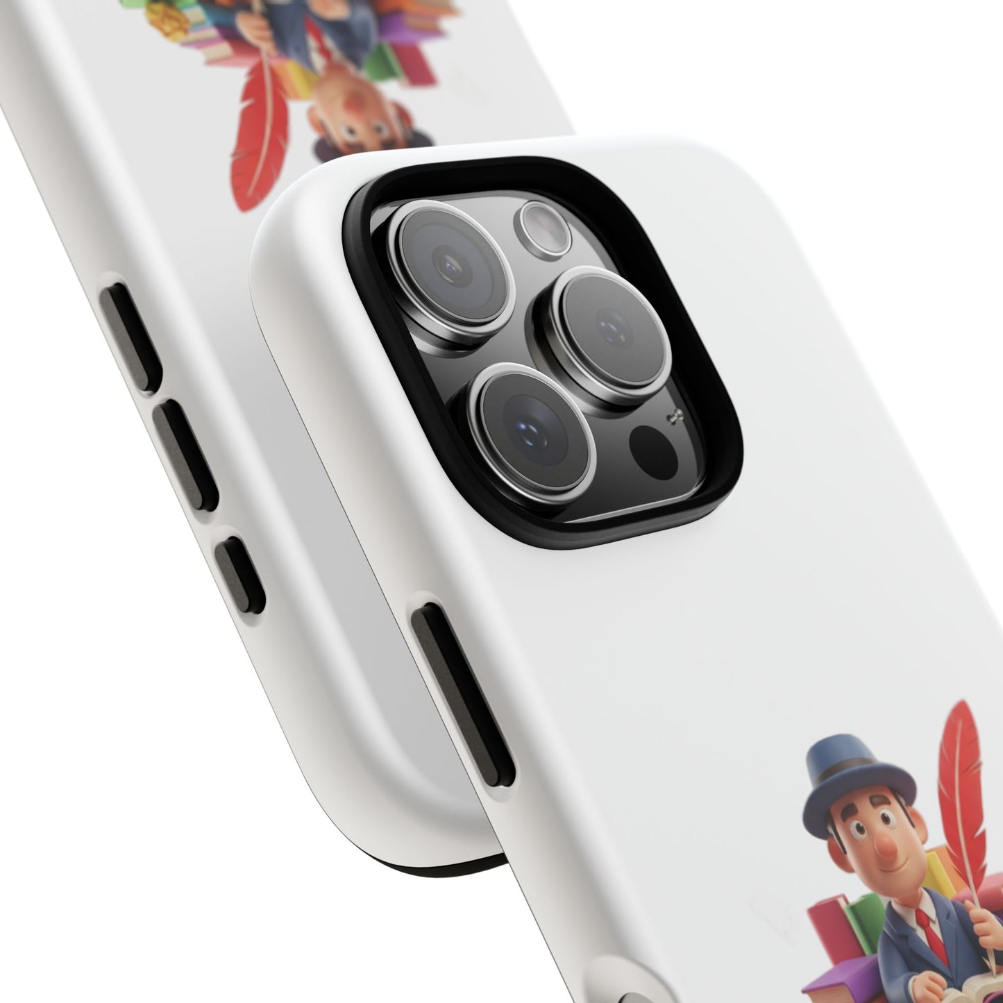 iPhone Phone Case — Cute Writer Sitting on Books with Feather Pen