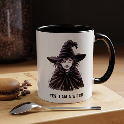 Witch Coffee Mug - "Yes, I Am a Witch" Accent Mug (11/15 oz)