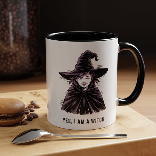Witch Coffee Mug - "Yes, I Am a Witch" Accent Mug (11/15 oz)