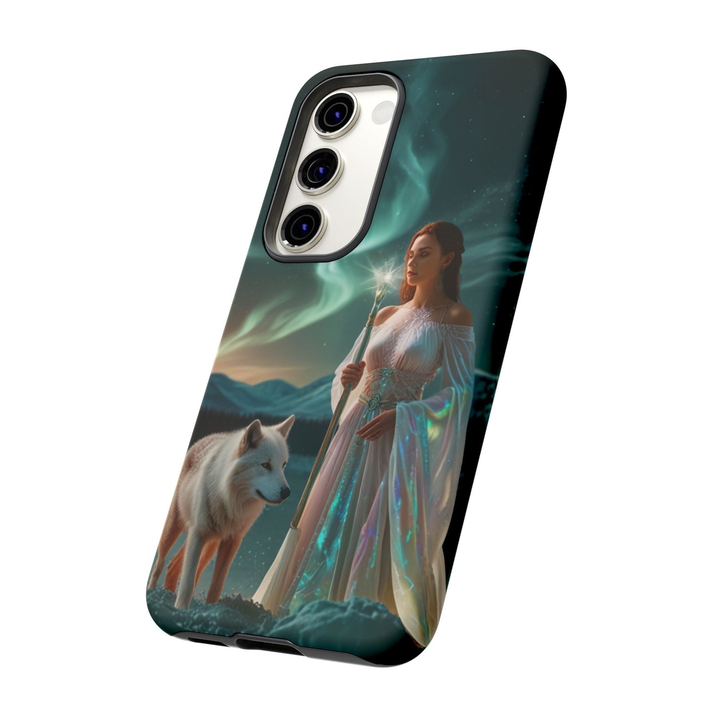 Samsung Aurora Guardian Handyhülle – Mystic Woman &amp; Wolf Magic Galaxy Schutz